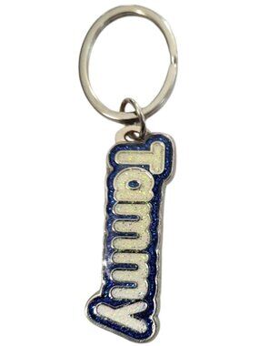 SWIBCO NW0T Blue & White Galaxy Keychain Silver Metal Personalized Name - TAMMY